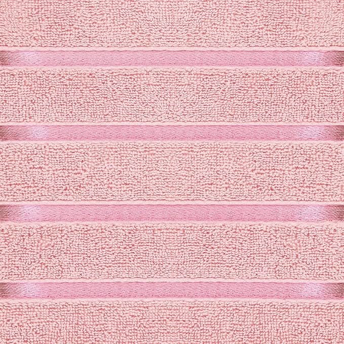 Utopia Towels 8 Piece Luxury Towel Set, 2 Bath, 2 Hand, and 4 Wash Cloths, 600 GSM Ring Spun Cotton, Highly Absorbent Viscose Stripe Towels, Ideal for Everyday use, Dusty Pink
