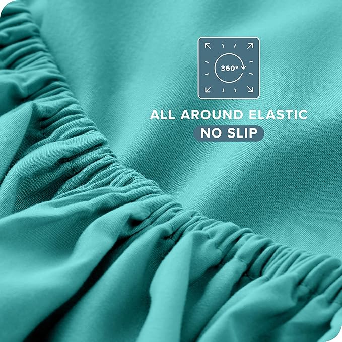 Bare Home Ultra-Soft Split Head Flex King Sheet Set - Luxury 1800 - Hydro-Brushed - Deep Pockets - Easy Fit - 4 Piece Set - Bedding Sheets & Pillowcases (Split Head Flex King, Turquoise)