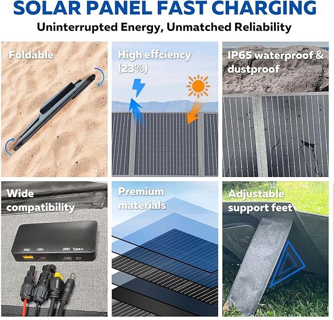 Portable Power Station with 100W Solar Panel,1024Wh LiFePO4 Battery, 1600W AC Outlets (2600W Surge),Solar Generator for Outdoor Camping Outages RV Travel Home Backup Power