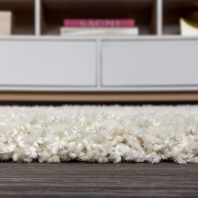 JONATHAN Y Mercer Shag Plush Cream Runner Rug, 2x8, Contemporary, Modern, Easy-Cleaning for Living Room, Bedroom, Kitchen, Pet Friendly, Non-Shedding (MCR106D-28)