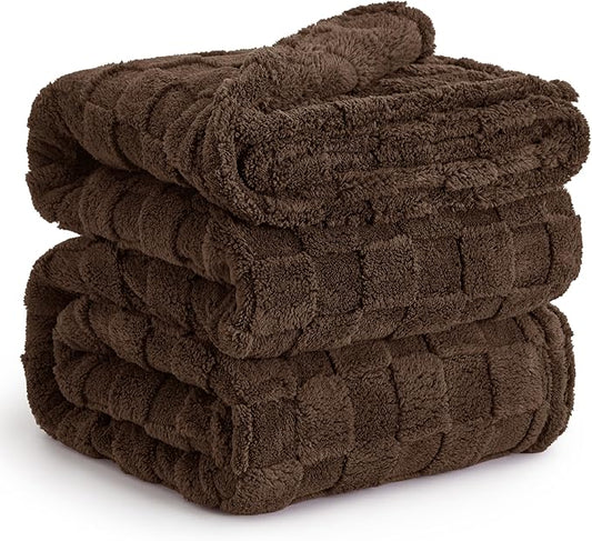 Bedsure GentleSoft Blankets Queen Size for Bed - Super Soft Cozy Blanket for Women Men Girls, Large Fuzzy Fleece Throw for Bedroom Decor, Dark Brown, 90x90 Inches