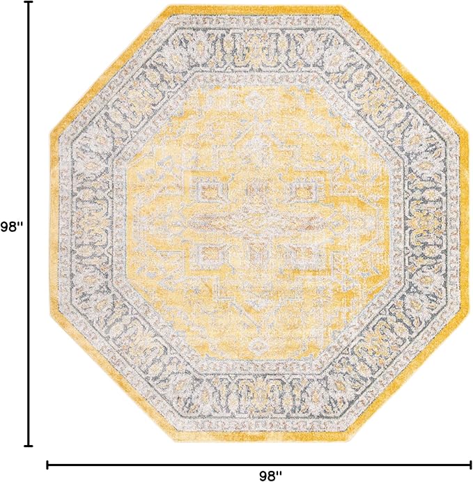 Unique Loom Baracoa Collection Area Rug - Prado (8' 2" Octagon, Yellow/ Ivory)