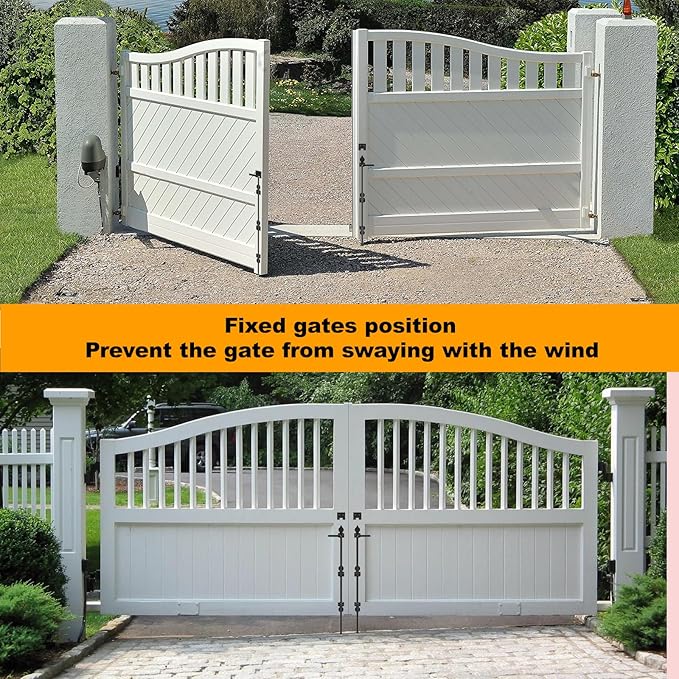 36" Cane Bolt Drop Rod for Gate, Heavy Duty Gate Latch for Wooden Fence Metal Gates, Gate Ground Stopper Hardware for Wood PVC Vinyl Metal Gates, 2 Pack
