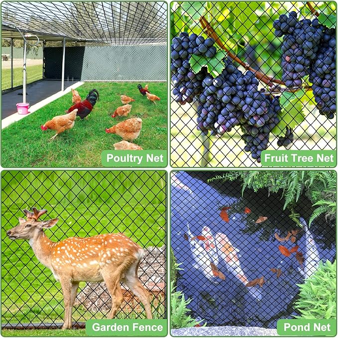 Bird Netting - Heavy Duty Nylon Net with 3/4' Mesh for Garden Protection, Chicken Coop and Orchard