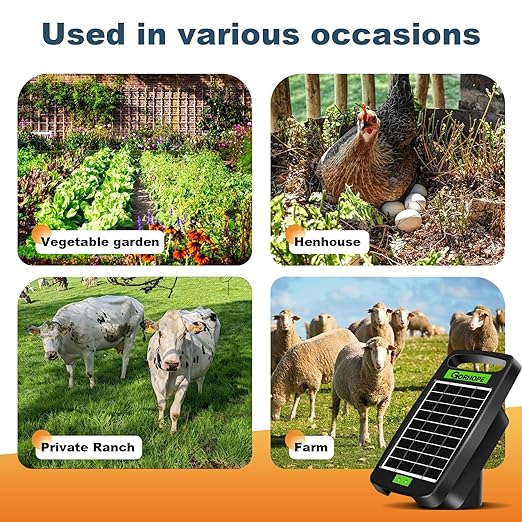 10 Miles Solar Electric Fence Charger,Output 0.18J Electric Fence Charger,24-Hour Uninterrupted Protection Solar Fence Charger,Solar Fence Energizerr That can Work for 14 Days Without Sunlight