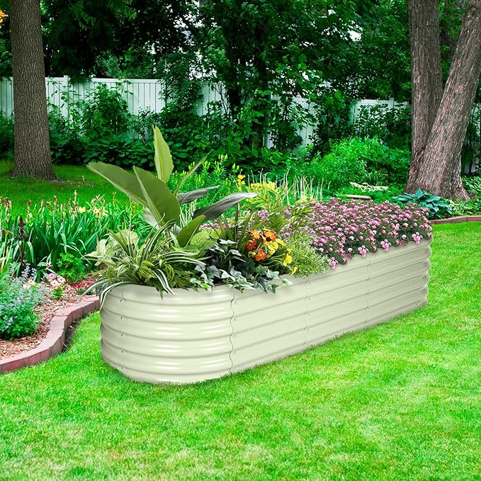 BPS 6-in-1 Metal Raised Garden Bed, 5.5x4 FT Galvanized Planter Raised Beds for Vegetables, Flowers 17'' Extra Tall