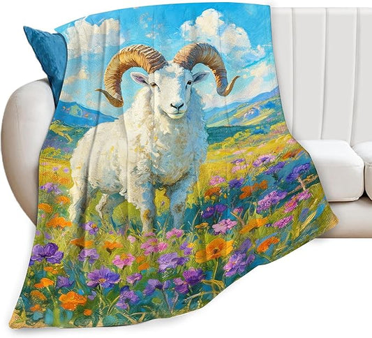 Goat Blanket Goat Throw Blanket Animal Soft Cozy Fleece Fuzzy Stuffed Plush Flannel Gifts for Girls Women Boys Kids Adults 40''x50''