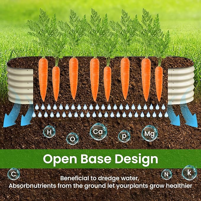 Raised Garden Bed 6.5X2X1.4 FT Galvanized Planter Raised Beds, Metal Planter Box for Vegetables,Flowers, Herbs, and Succulents (Ivory)