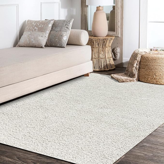 JONATHAN Y Mercer Shag Plush White Indoor Area Rug, 3x5, Transitional, Modern, Easy-Cleaning for Living Room, Bedroom, Kitchen, Pet Friendly, Non-Shedding (MCR106A-3)
