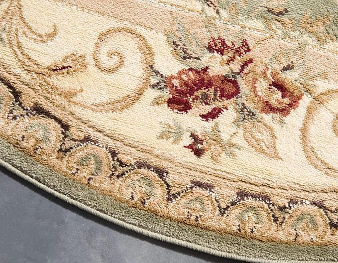 Unique Loom Versailles Collection Area Rug - Henry (5' 3" Round Green/Cream)
