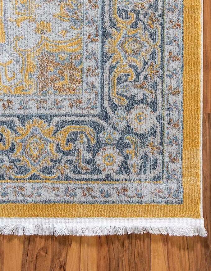 Unique Loom Baracoa Collection Area Rug - Prado (8' 2" Square, Yellow/ Ivory)