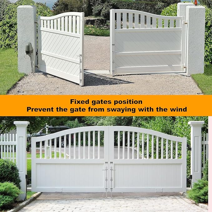 24" Cane Bolt Drop Rod for Gate, Heavy Duty Gate Latch for Wooden Fence Metal Gates, Gate Ground Stopper Hardware for Wood PVC Vinyl Metal Gates, 2 Pack Silver