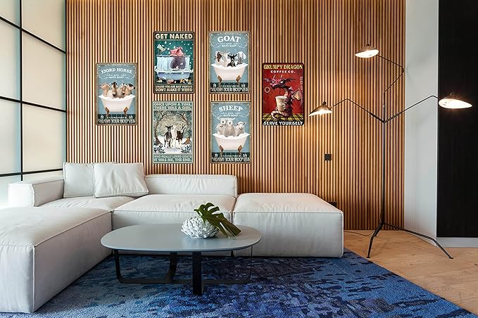 Vintage Metal Pig Bathroom Decor Tin Sign Wall Art Poster Retro Bar Home Decor 8x12 Inch