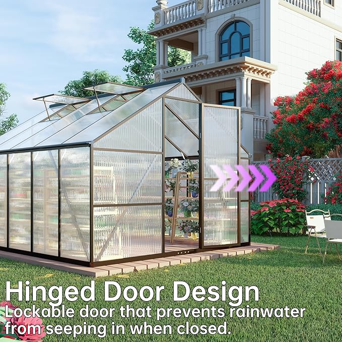 8x10 FT Greenhouse for Outdoors,Green House for Outside,Dark Gray