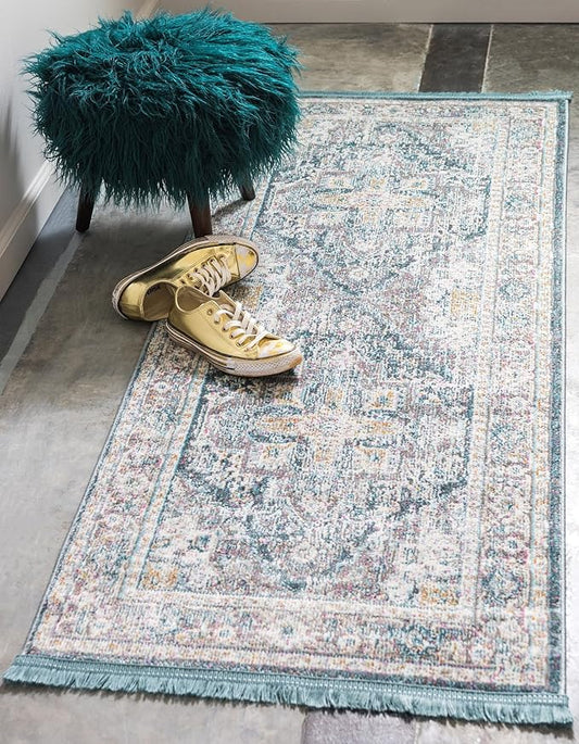 Unique Loom Baracoa Collection Area Rug - Prado (2' 2" x 6' 1" Runner, Gray/ Blue)
