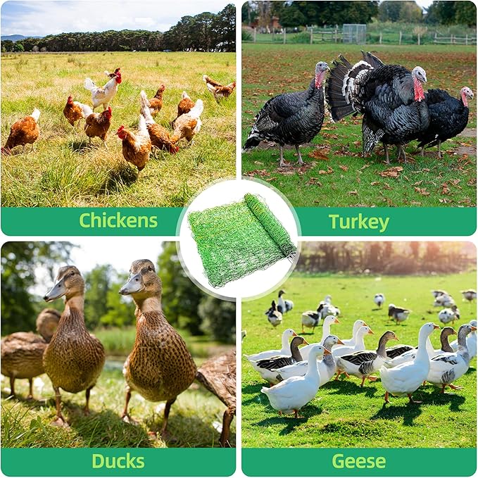 Poultry Netting Electric Fence, 49.6" H x 164' L, Portable Livestock Nets Mesh for Chickens, Ducks, Geese, Turkey, Electric Fencing for Backyards, Homesteaders, Farms, Ranches, Gardens