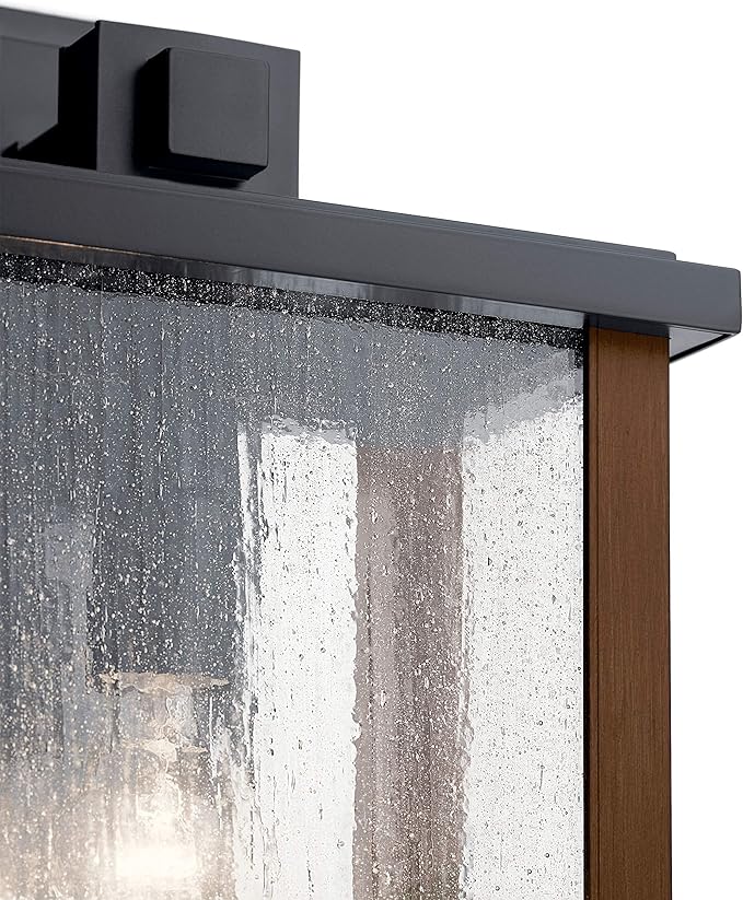 Kichler Marimount 17" Outdoor Wall Light in Black, 1-Light Exterior Wall Sconce with Clear Seeded Glass, (17" H x 10" W), 59018BK (Pack of 2)