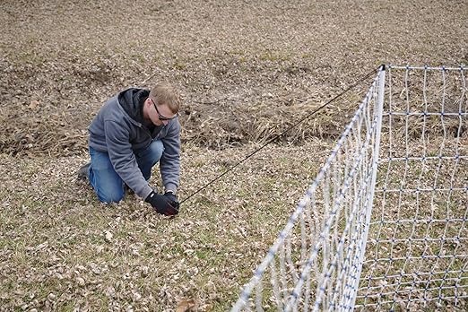 Starkline Electric Poultry Netting Kit w/AC Energizer - 48"x82' White/Blue Poultry Netting - (12/48/3) All-in-One Electric Fence Kit for Backyards, Homesteads, Ranches or Farms