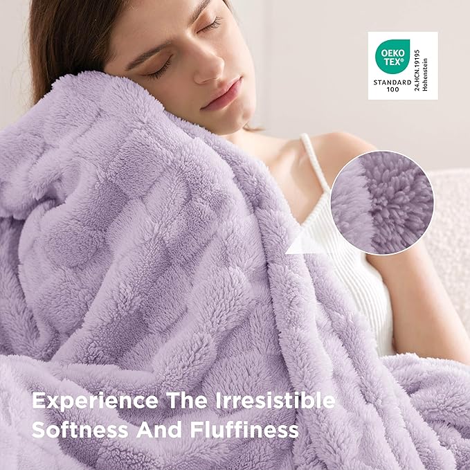 Bedsure GentleSoft California King Blanket for Bed - Super Soft Cozy Blankets for Women Men Girls, Large Fuzzy Fleece Throw for Bedroom Decor, Lavender Fog, 102x96 Inches