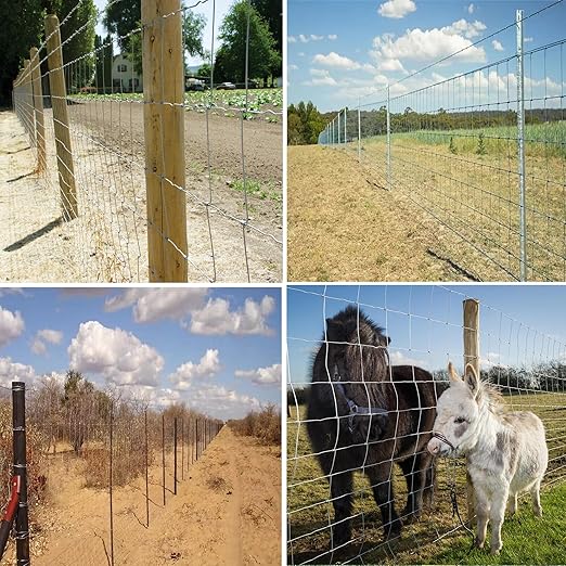 Farm Fence 4ft x 164ft Heavy Zinc Coating Cattle Fence Galvanized Field Fencing Sheep Fence Goat Fence,Hog Wire Fencing for Yard Livestock Animals Protection