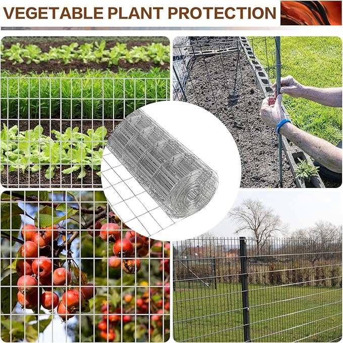 Tongmo 2 ft x 100 ft Galvanized Welded Wire Fence, 16GA Garden Chicken Wire Fence Roll, Mesh Size 2" x 4"Hardware Cloth, Ideal for Yard Protection and Poultry Netting