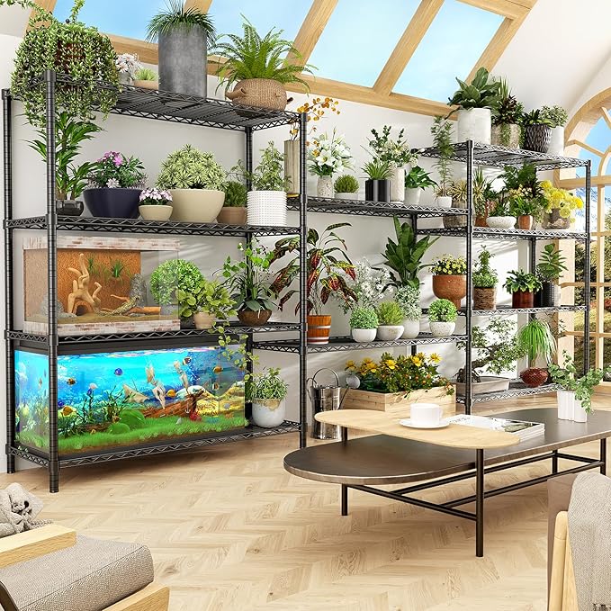 Storage Shelves, 4 PCS 48" L x 20" W x 72" H Heavy Duty Garage Wire Shelving Unit Loads 2000LBS, 5-Tier Adjustable Metal Industrial Utility Shelf Rack for Kitchen, Laundry Room, Basement