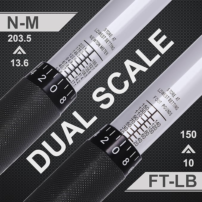 EPAuto 1/2-inch Drive Click Torque Wrench, 10-150 ft/lb, 13.6-203.5 N/m