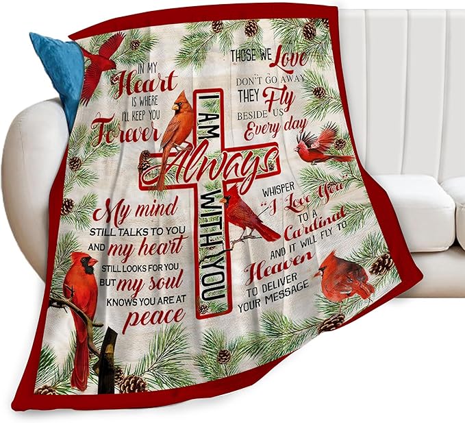 Cardinal Blanket Cardinals Throw Blanket Soft Fleece Flannel Bedding Red Bird for Women Girls Men Lovers Adults Stuff Plush for Couch Sofa Bed Room Decor 40"X50"