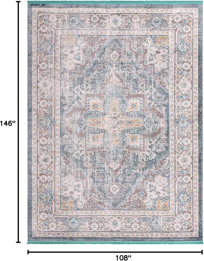 Unique Loom Baracoa Collection Area Rug - Prado (9' x 12' 2" Rectangle, Gray/ Blue)