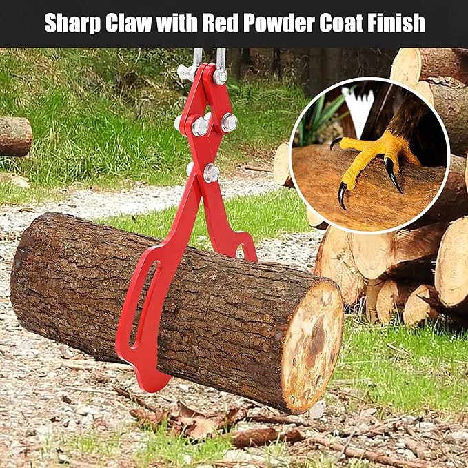 Garvee 18 in Log Lifting Tongs, Log Grabber, Skidding Log Lifting Tongs Timber, Heavy Dut Solid Steel Swivel Dragging Steel Tongs Log Lifting Lumber Skidding Tongs Logging Grabber(2 Claw)