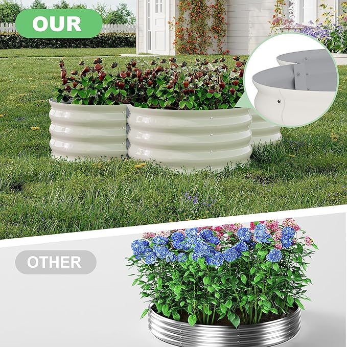 2-Pack Galvanized Raised Garden Bed, 4x4x1ft Outdoor Planter Box with Open Base for Herbs, Veggies & Flowers. Rust-Resistant Raised Garden Beds , Ground-Connected Design for Deep Root Growth, White