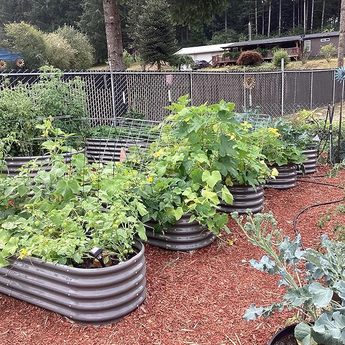 A ANLEOLIFE 12-Pack 4X4X1.5ft & 6X2X1.5ft & 81x81x18 in Deep Root Galvanized Raised Garden Beds Outdoor for Planting Vegetables Flowers Herb, Quartz Grey