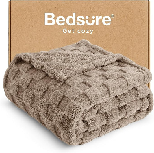 Bedsure GentleSoft Twin Blanket for Bed Light Taupe - Super Soft Cozy Blankets for Women Men Girls, Cute Fuzzy Fleece Throws for Bedroom Couch, 60x80 Inches