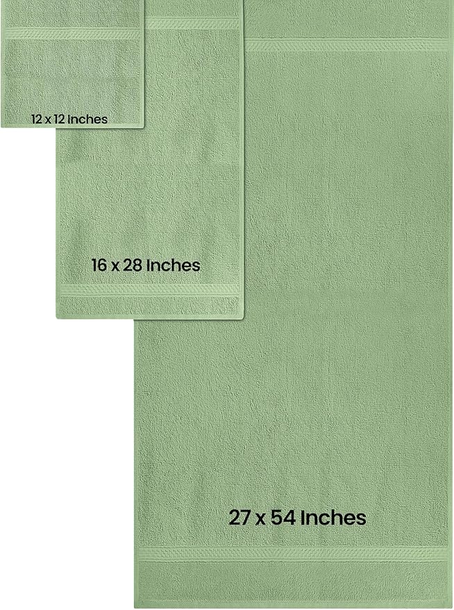 Utopia Towels 8 Piece Premium Towel Set, 2 Bath, 2 Hand, and 4 Wash Cloths, 600 GSM 100% Ring Spun Cotton, Highly Absorbent Towels for Bathroom, Gym, Hotel, and Spa, Sage Green