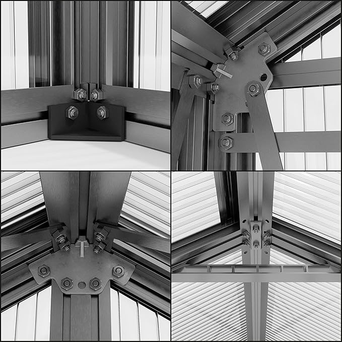 Greenhouse Saphir 6 Aluminum Frame 8.5 x 12.6 ft with Approx. 8 mm Polycarbonate Panels