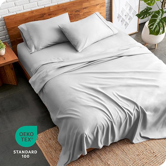 Bare Home California King Sheet Set - 1800 Ultra-Soft Microfiber Cal King Bed Sheets - Double Brushed - Deep Pockets - Easy Fit - 4 Piece Set - Bed Sheets (California King, Cloud Grey)
