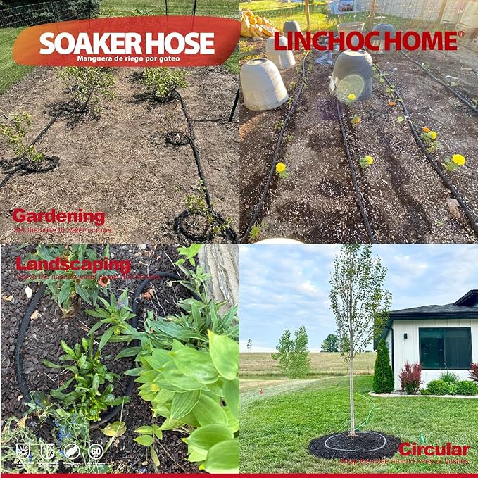 1/2 Inch Solid Brass Soaker Hose | Heavy Duty Leakproof Garden Hose for Gardens, Lawns & Landscaping | Flexible Eco-Friendly Design(150FT KIT)