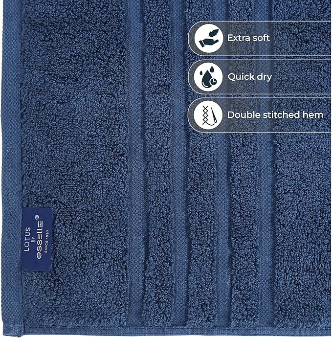 Luxury 6-Piece Bathroom Towel Set, 100% Cotton, 30 X 54 Inch, 700 GSM, 2 Bath Towels 2 Hand Towels 2 Wash Cloths, Ultra Soft & Highly Absorbent, Quick Dry Towels for Bathroom, Spa & Hotel - Navy