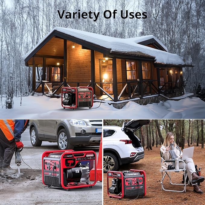 4500W Portable Gas Inverter Generator with CO Sensor,Lightweight, Quiet, EPA-Compliant for Home, Emergency Backup, and Outdoor Adventures