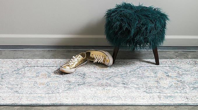Unique Loom Baracoa Collection Area Rug - Prado (2' 2" x 6' 1" Runner, Gray/ Blue)