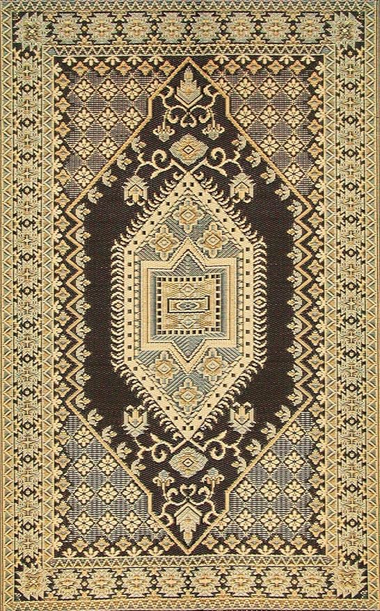 Mad Mats Traditional Outdoor Rug, Reversible Plastic Mat (6' x 9', Oriental Turkish - Black/Brown) for Patio, Porch, Poolside, Mudroom, Camping, RV, Deck