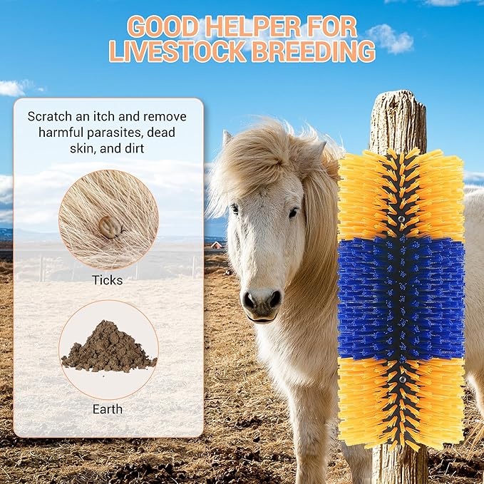 4 Pack Livestock Scratching Brush Horse Massage Grooming Brushes with 8 Screws for Goat,Cattle,Cow,Sheep, Horses,Pigs and Other Animal Back Scratching