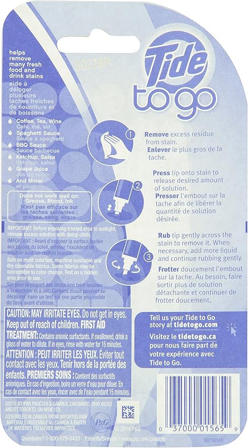 Tide to Go Instant Stain Remover Pen 1 Count, 0.33 Fl Oz, Iris