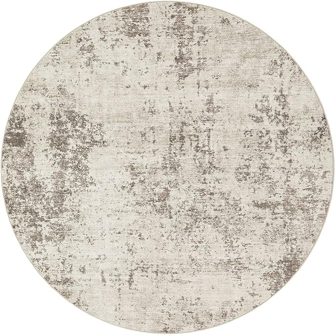 10ft Round Area Rug Living Room Rugs - 10x10 Washable Large Neutral Modern Abstract Soft Thin Rug Indoor Floor No Slip Rug Carpet for Bedroom Under Dining Table Home Office Decor - Dark Brown