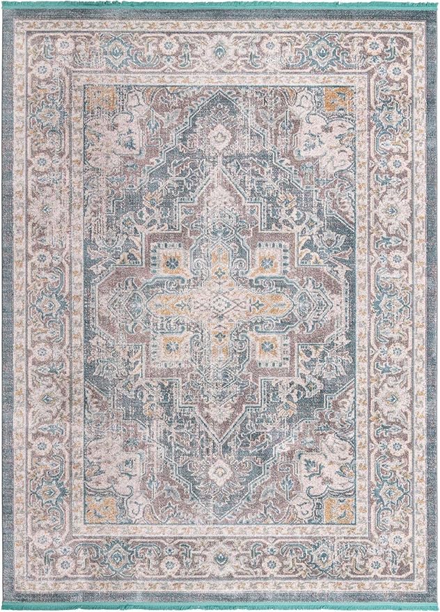 Unique Loom Baracoa Collection Area Rug - Prado (8' x 11' Rectangle, Gray/ Blue)