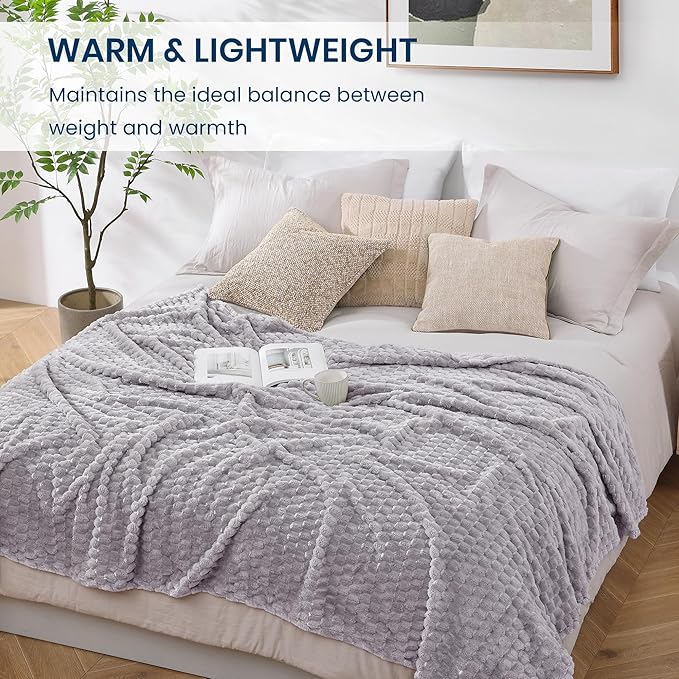 Monbix Cloud Grey Fleece Throw Blanket for Couch- Room Decor Soft Cozy Blankets for Women, Lightweight Fuzzy Fleece Flannel Bed Blanket Suitable for All Seasons(60"×80",Cloud Grey)