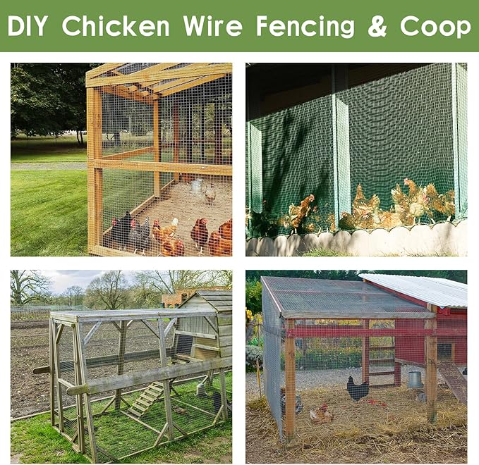 Tongmo 24" x 100' Green Chicken Wire Fencing, 19 Gauge Green Wire Fence, 1"x1" Mesh Size Metal Welded Wire Garden Fence Roll, Poultry Netting for Rabbit/Duck/Chicken