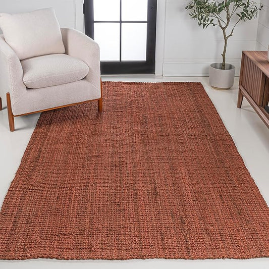 JONATHAN Y Pata Hand Woven Chunky Jute Terracotta Indoor Area Rug, 4x6, Bohemian, Rustic, Cottage, Easy-Cleaning for Living Room, Bedroom, Kitchen, Non-Shedding (NRF102F-4)