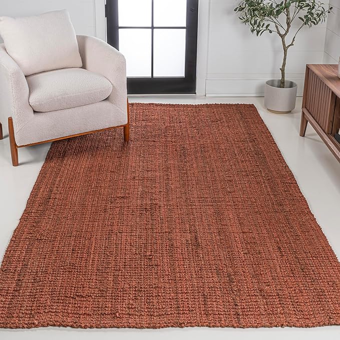 JONATHAN Y Pata Hand Woven Chunky Jute Terracotta Indoor Area Rug, 5x8, Bohemian, Rustic, Cottage, Easy-Cleaning for Living Room, Bedroom, Kitchen, Non-Shedding (NRF102F-5)
