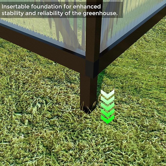 8x10 FT Greenhouses for Outdoors, Polycarbonate Greenhouse with PC Panels, Greenhouses for Outdoors for Yard, Garden, Hobby, Dark Grey